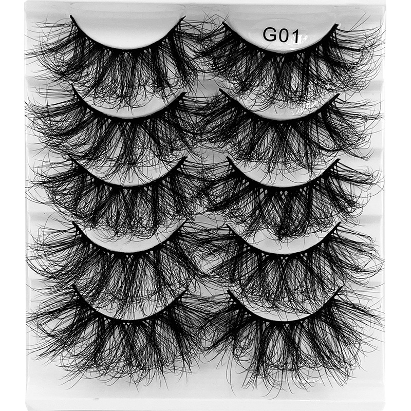 5 Pairs Fluffy Layer Cross Faux Mink Thick False Eyelashes