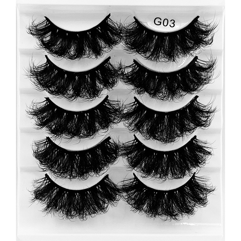 5 Pairs Fluffy Layer Cross Faux Mink Thick False Eyelashes