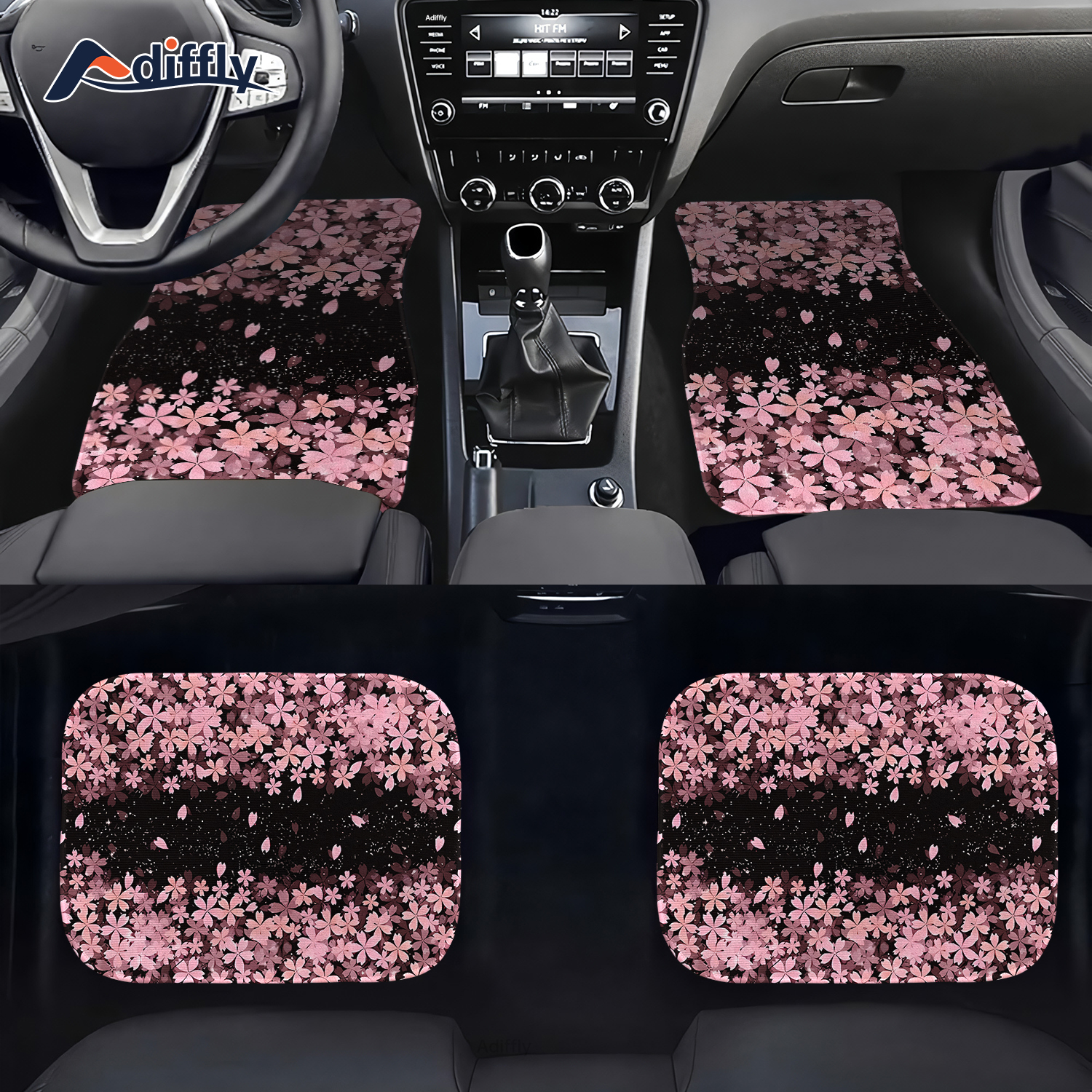4pc Velour Auto Mat Fußraum Teppich Set mit farbigen binden Detail & Herz  Motiv - Pink : : Auto & Motorrad