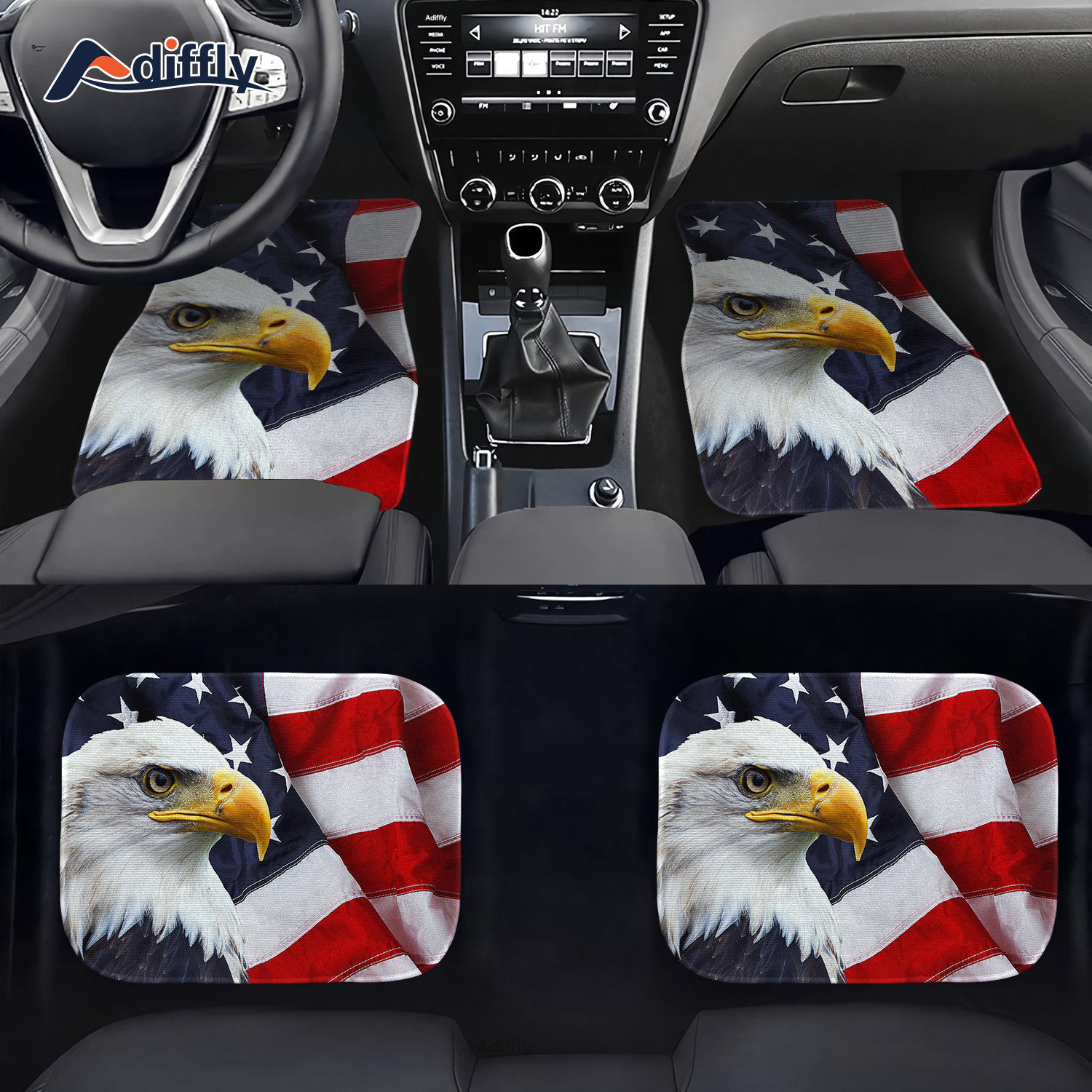 4 teiliges Auto fußmatten set Amerikanischer Flagge Adler - Temu Austria