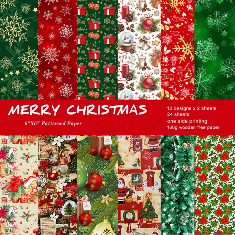 24pcs DIY Handmade Vintage Christmas Sorting Paper Materials, Paper  Patterns, Paper Gift Wrapping Paper, Santa Snowflake Background Paper,  Christmas P
