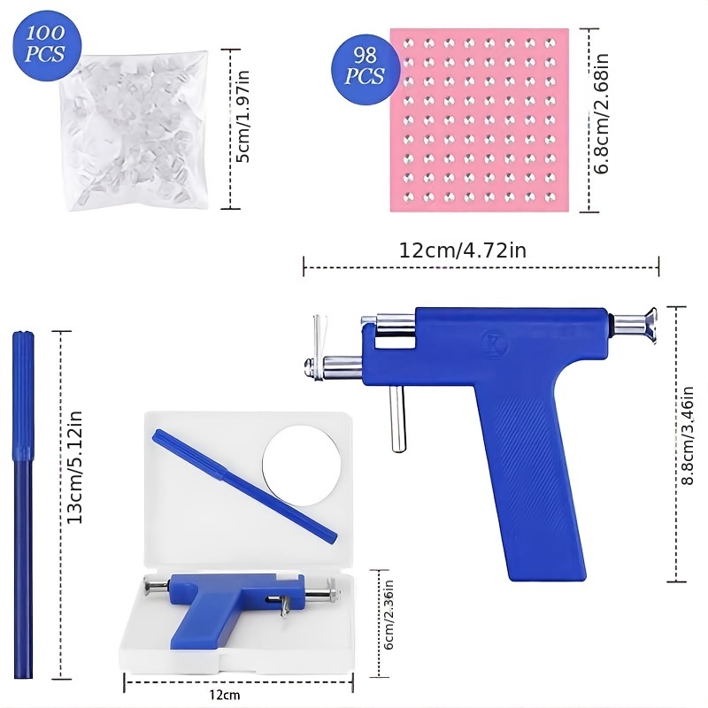 3 Pzas Set Pistola Perforadora Oreja: Perno Bola Acero Set - Temu
