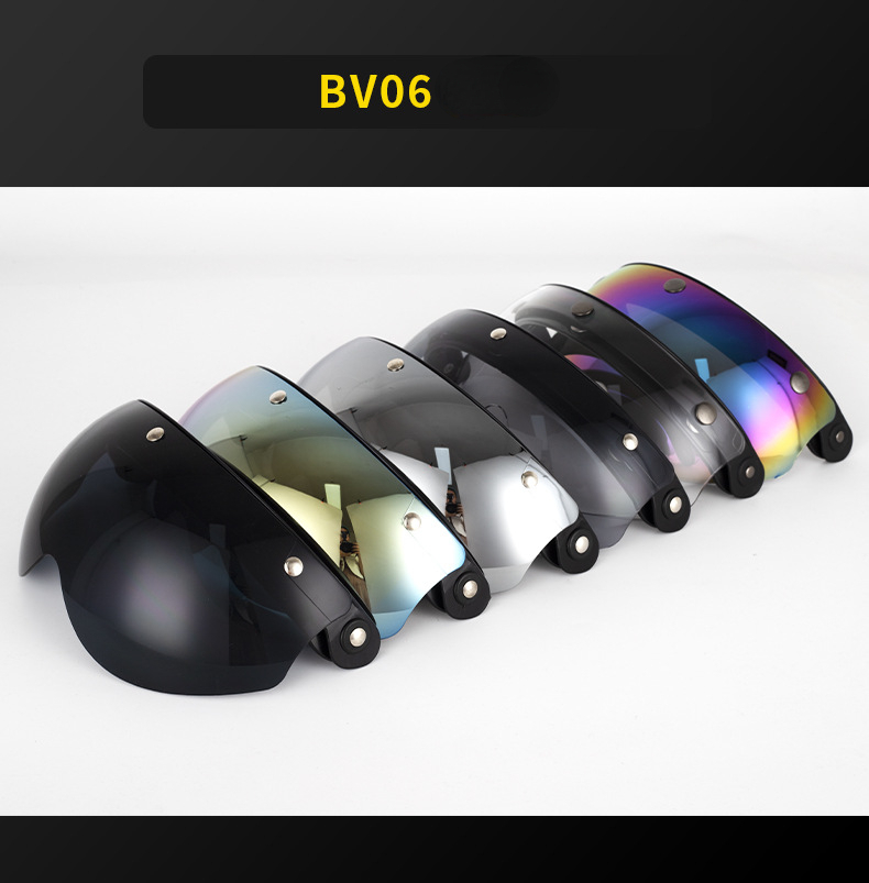 Motorcycle Helmet Visor Shield Pc Lens 3-snap Design Open Face Helmet Visor