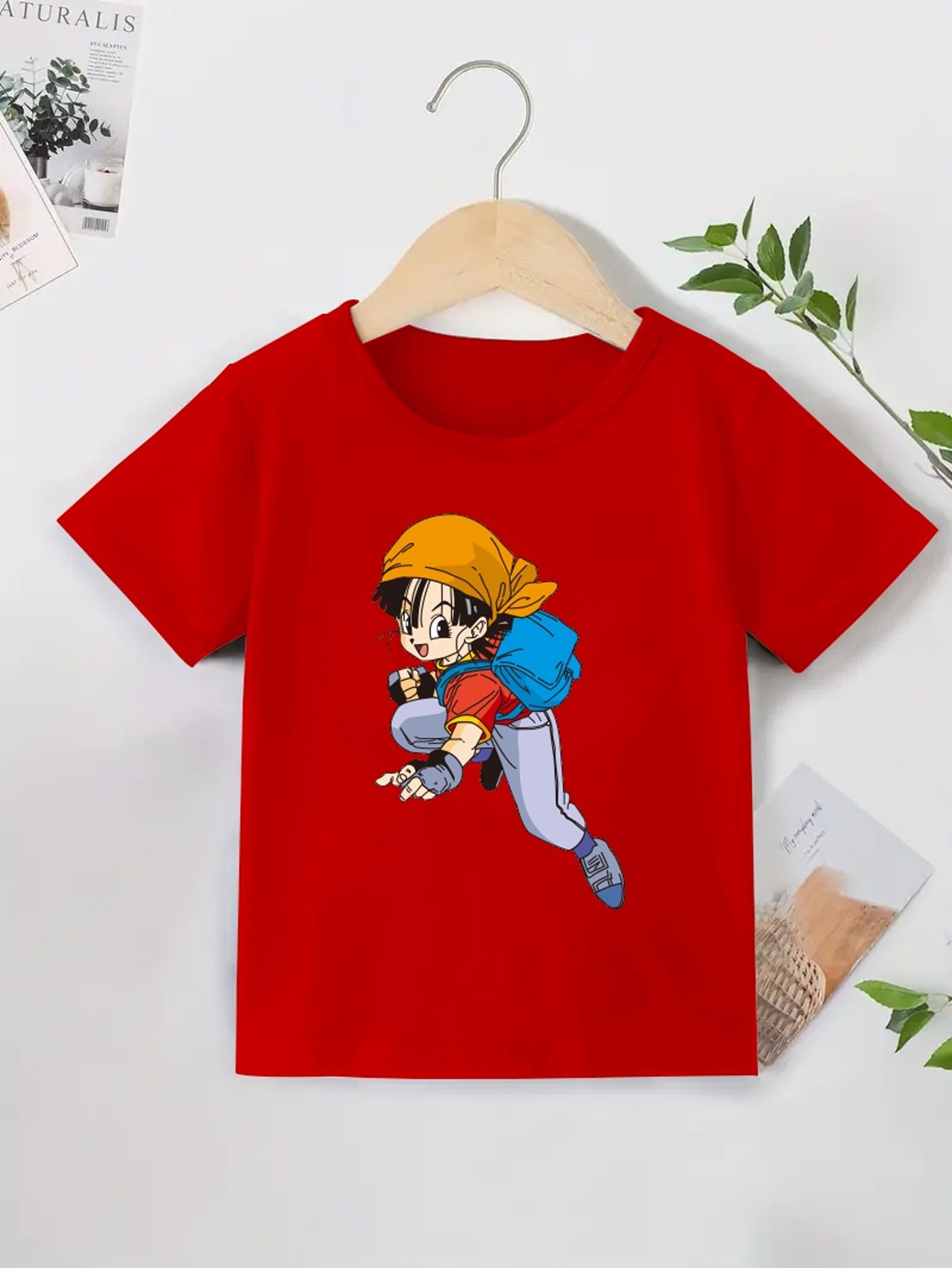 Camiseta Roja Estampado Anime Niña Camisetas Niños Camiseta - Temu