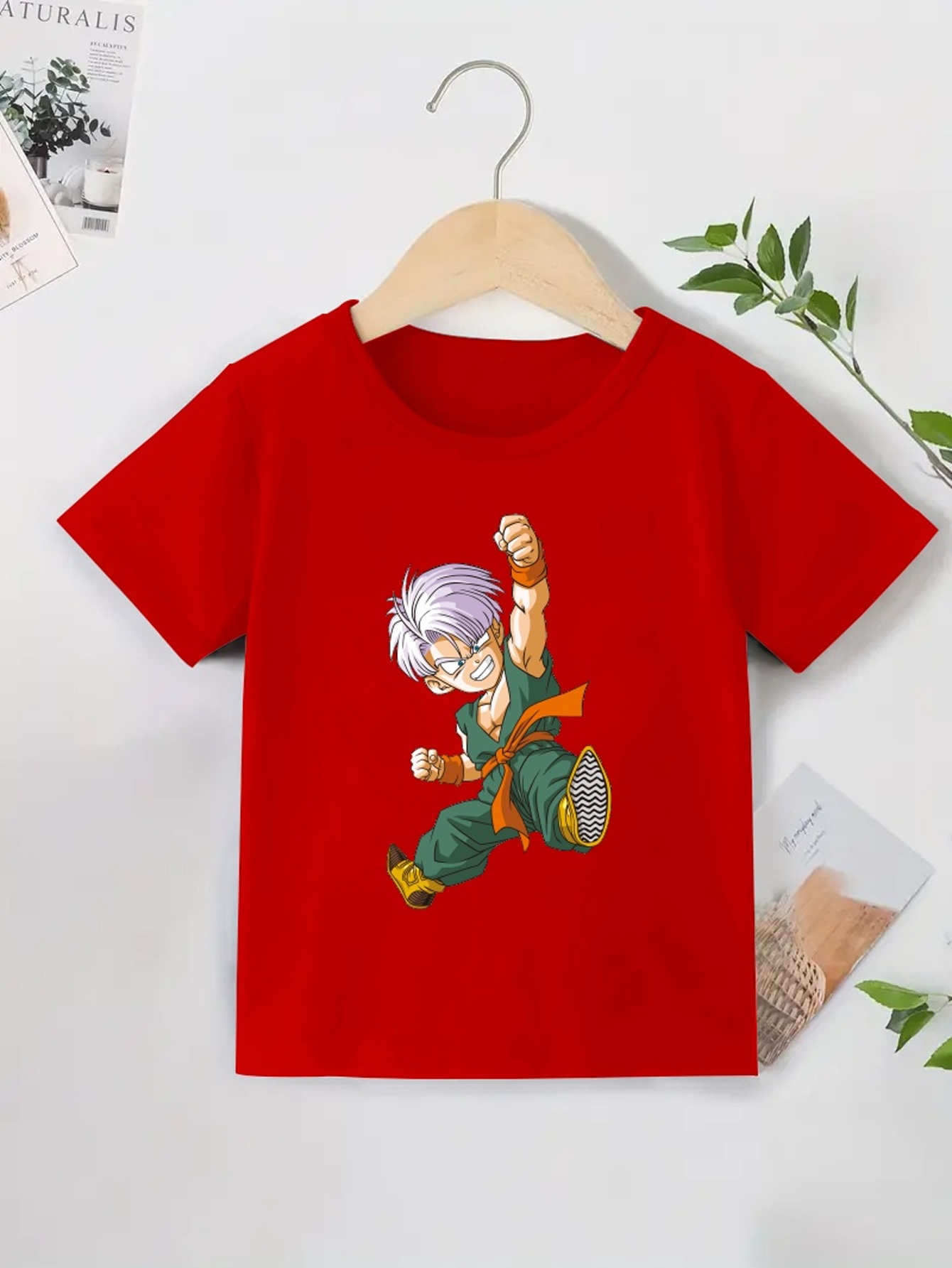 Camiseta Roja Con Estampado De Anime Para Niña Camisetas - Temu