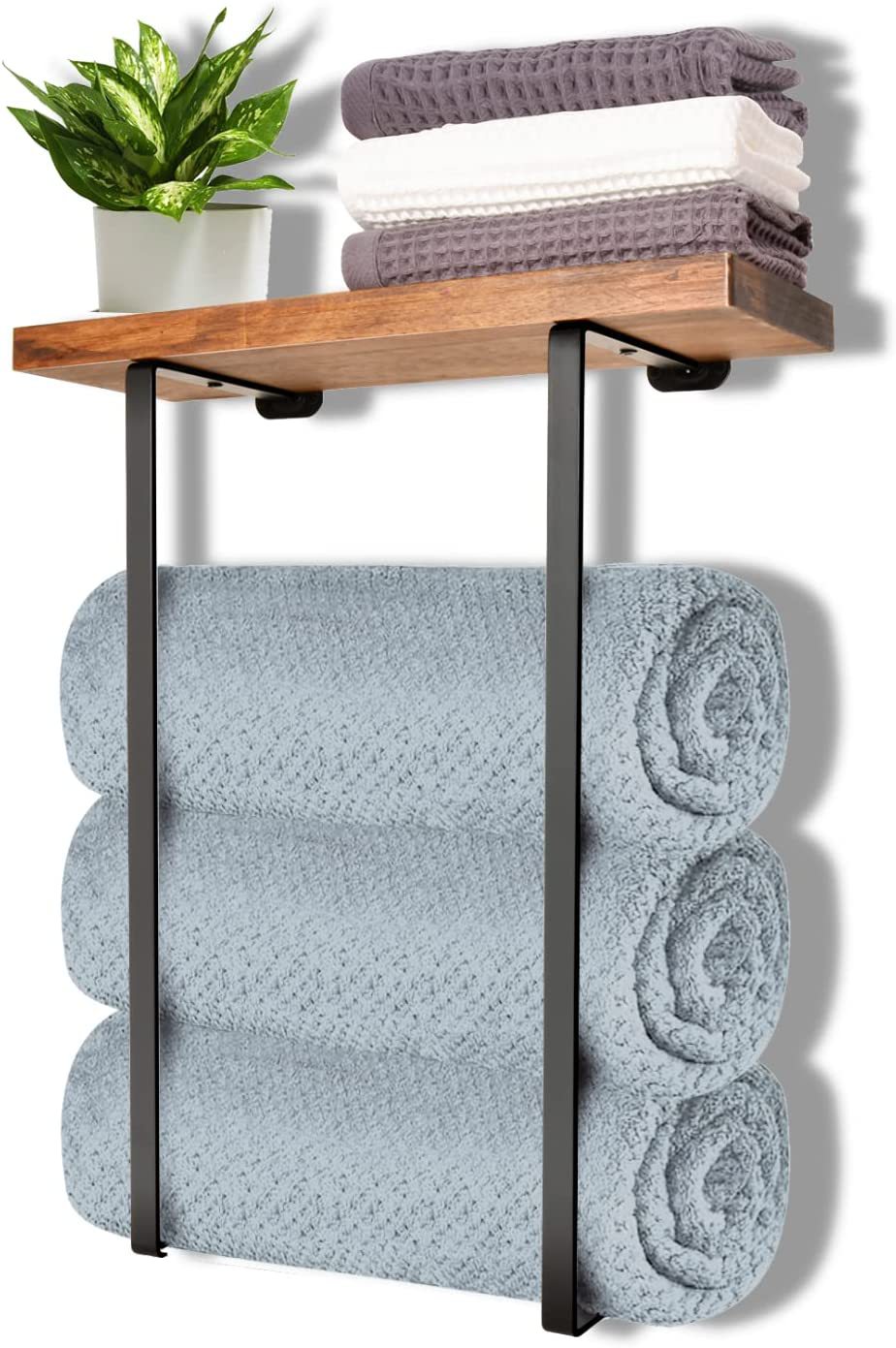 Towel Racks for Bathroom Wall Mounted, Wooden Yoga Mat Storage