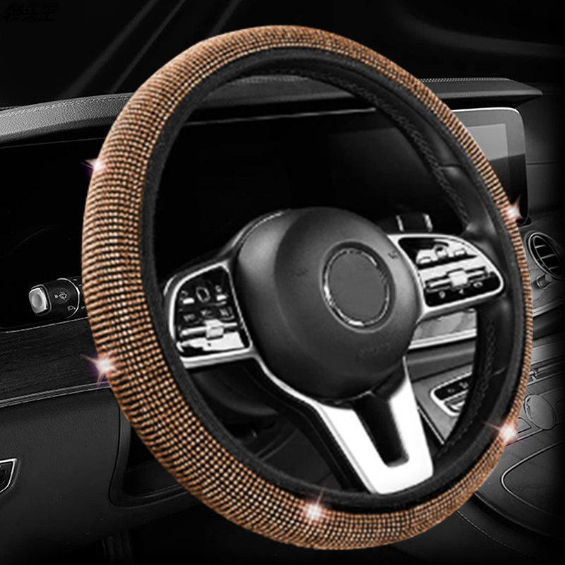 Car Steering Wheel Cover With Rhinestone Inlay Elastic - Temu