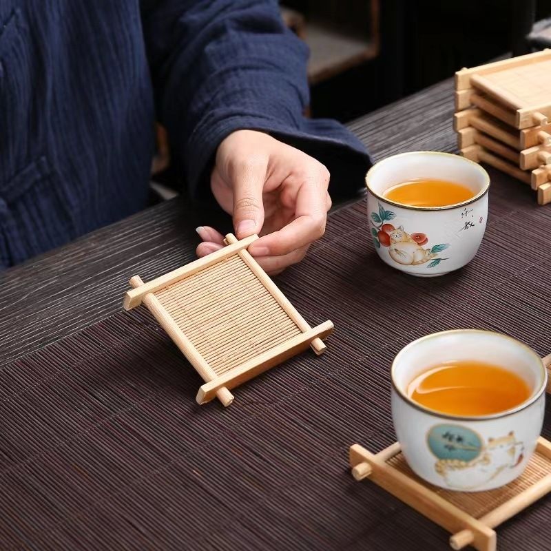 Bamboo Wooden Coasters Suits Minimalist Creative Tea - Temu