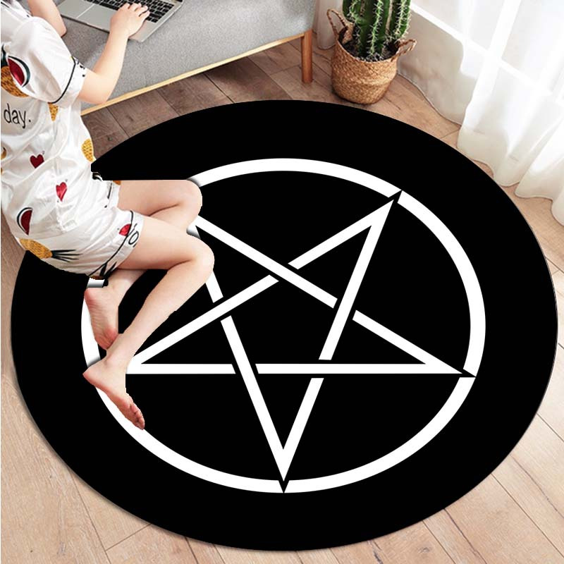 Black Dark Baphomet Rug For Living Room Satanic Pattern - Temu