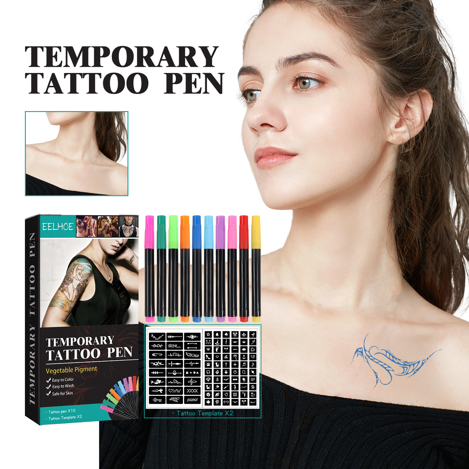Jim&Gloria Temporary Tattoo Pen, Fake Tattoos Kit, Tattoo Art Markers, Stuff  For Teens. Cute And Cool Stuffs For Cosplay, Birthday, Halloween, The Day  Of The Dead, Thanksgiving and Christmas gifts.