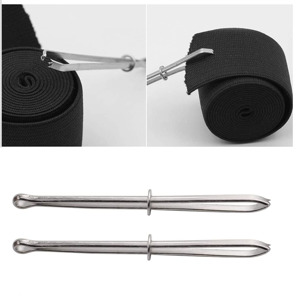 Stainless Steel Bodkin Wear Elastic Rope Threaders Guide Belt Ribbon  Wearing Tools Clip Tweezers Craft Sewing