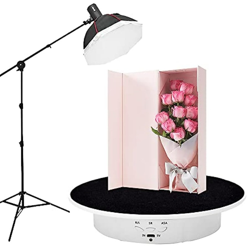 25Cm Rotating Display Stand 360 Degree Motorized Turntable For Glam  Mannequin Head Mirror Covered Spinner Stand Max Load 8KG