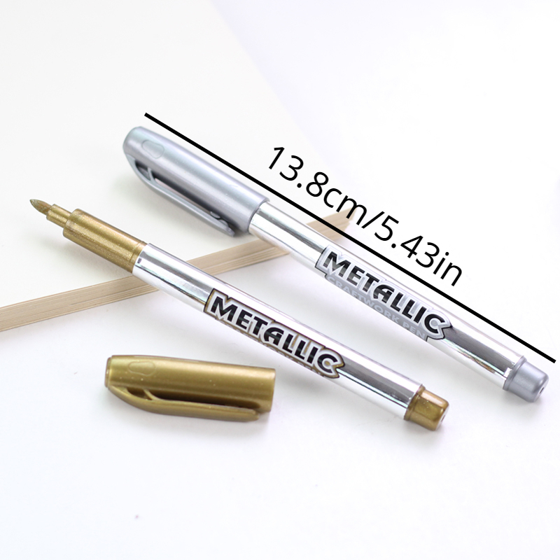 Creative Stationery Metal Color Craft Pen Golden And Silver - Temu