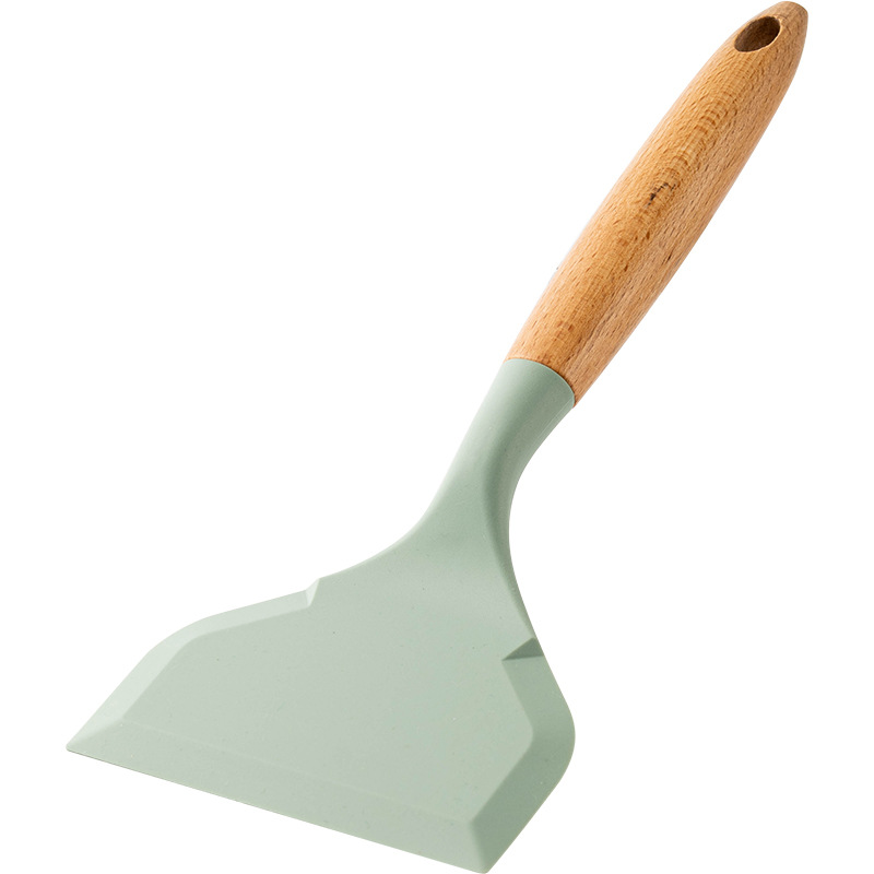 Wooden Handle Silicone Spatula Tamagoyaki Flat Non Stick Pot Shovel