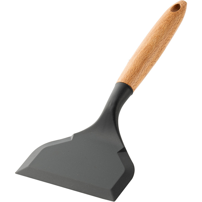 Wooden Handle Silicone Spatula Tamagoyaki Flat Non Stick Pot Shovel