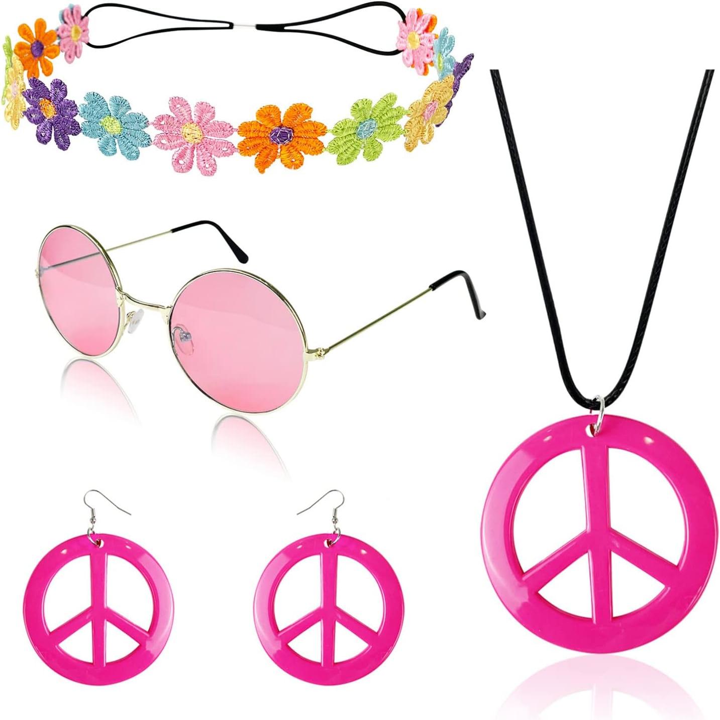 Hippie Costume Set Includes Peace Sign Necklace Earrings - Temu