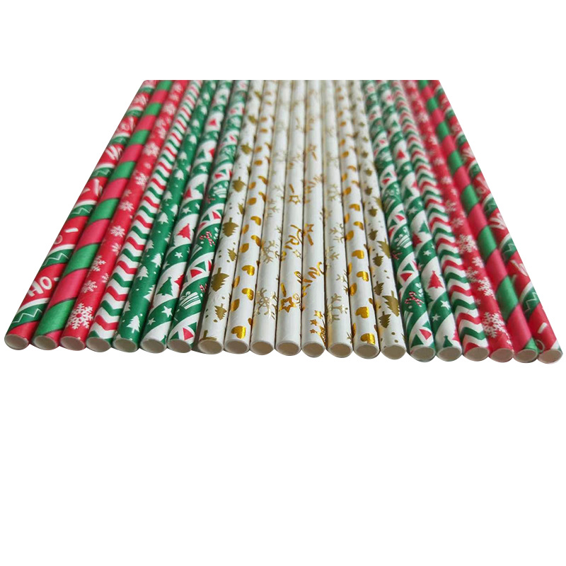 Christmas Straws Paper Multicolor Christmas Disposable - Temu