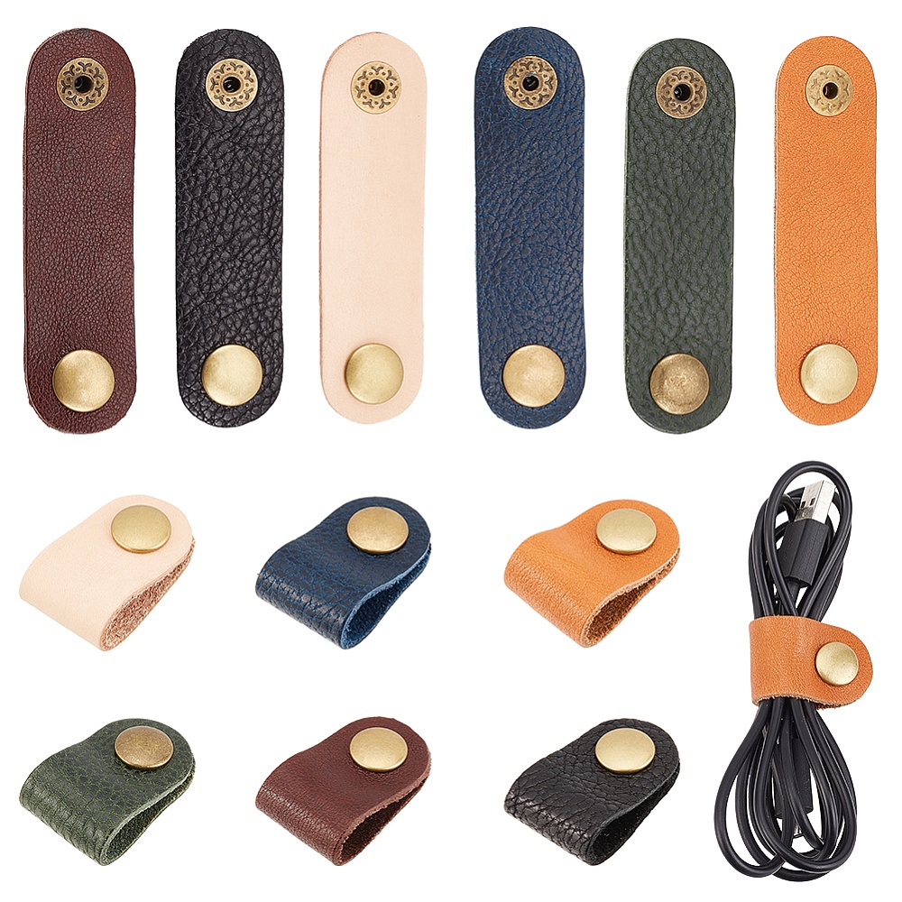 Pu Leather Cable Straps Cable Ties Cable Organizers Pu - Temu