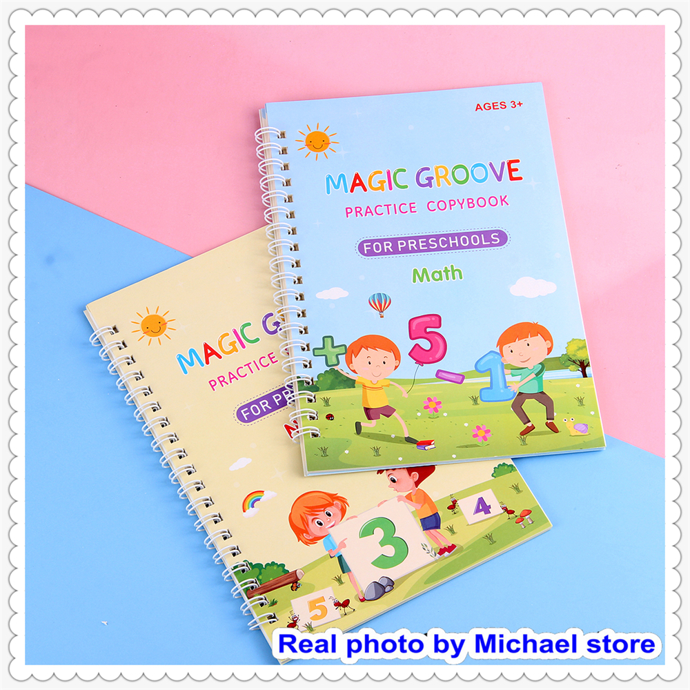 4 Pcs Grooved Handwriting Book Practice for Kids, Reusable