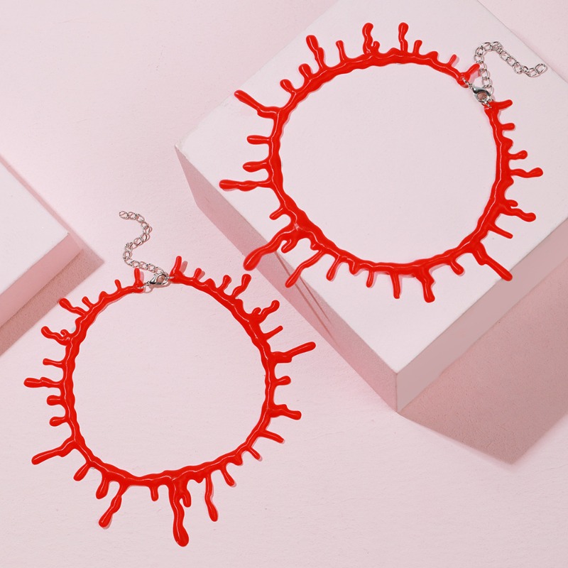 Halloween Decoration Horror Blood Drip Necklace Blood - Temu