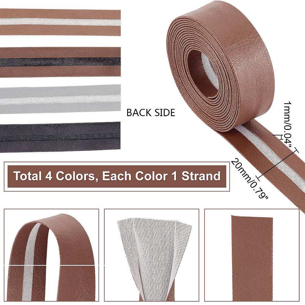 1 Roll PU Leather Ribbon, Faux Leather Straps For Bags Jewelry DIY Crafting  Making, Coconut Brown, 20x1mm, About 78.74inch/roll