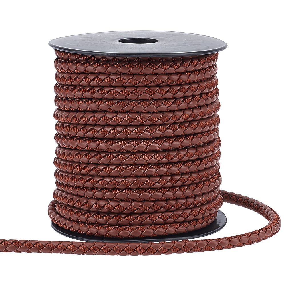  5meter Brown Braided Leather Cord-Round Braided Leather Cord  for Bracelet Making-Braided PU Leather Necklace Lanyard-PU Leather Cord for  Crafts-Cord Rope Necklace Leather for Jewelry Making