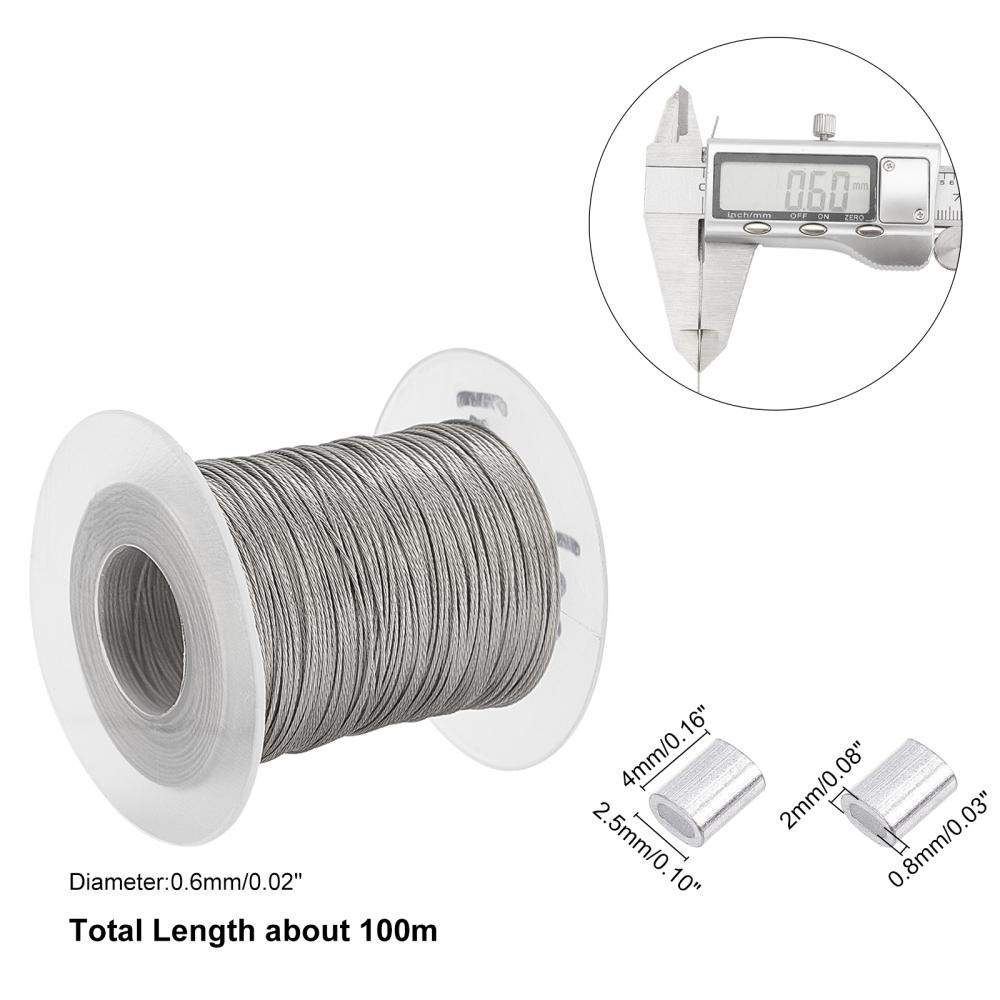1Roll Picture Hanging Wire, 328 Feet/109 Yards 0.6mm Heavy Duty 304  Stainless Steel Photo Frame Hanging Wire, With 30pcs Aluminum Crimping Loop  Sleeve