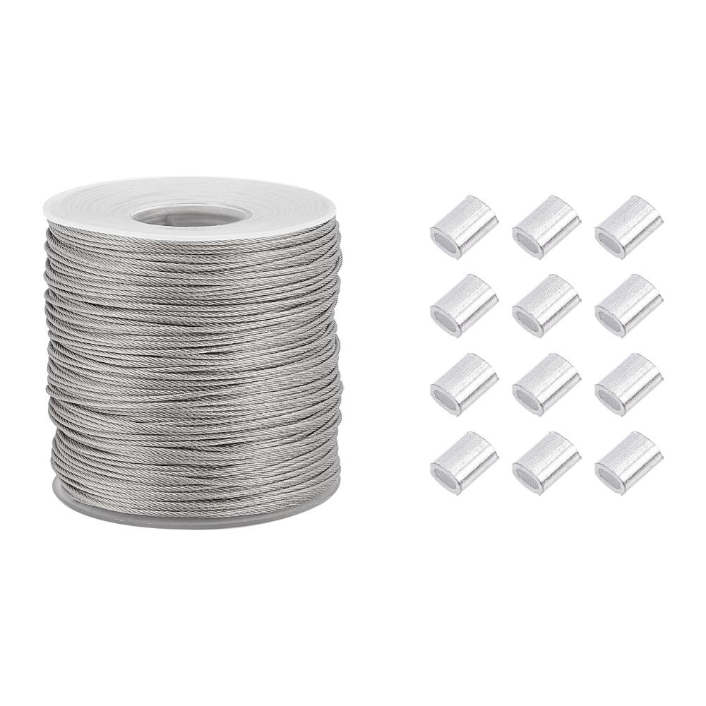 1Roll Picture Hanging Wire, 328 Feet/109 Yards 0.6mm Heavy Duty 304  Stainless Steel Photo Frame Hanging Wire, With 30pcs Aluminum Crimping Loop  Sleeve