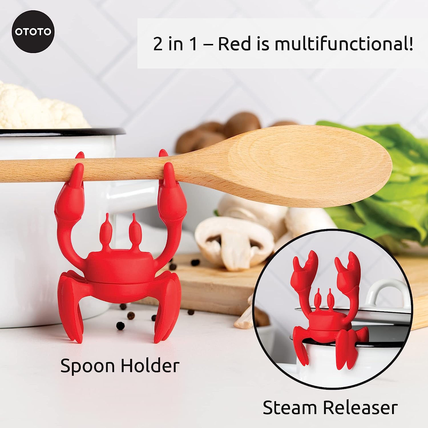 NEW!!! Flower Power Steam Releaser By OTOTO - Fun Kitchen Gadgets -  Spinning Flower Lid Holder On Pot & Lid Lifter - Cool Kitchen Gadgets -  Cute Gifts