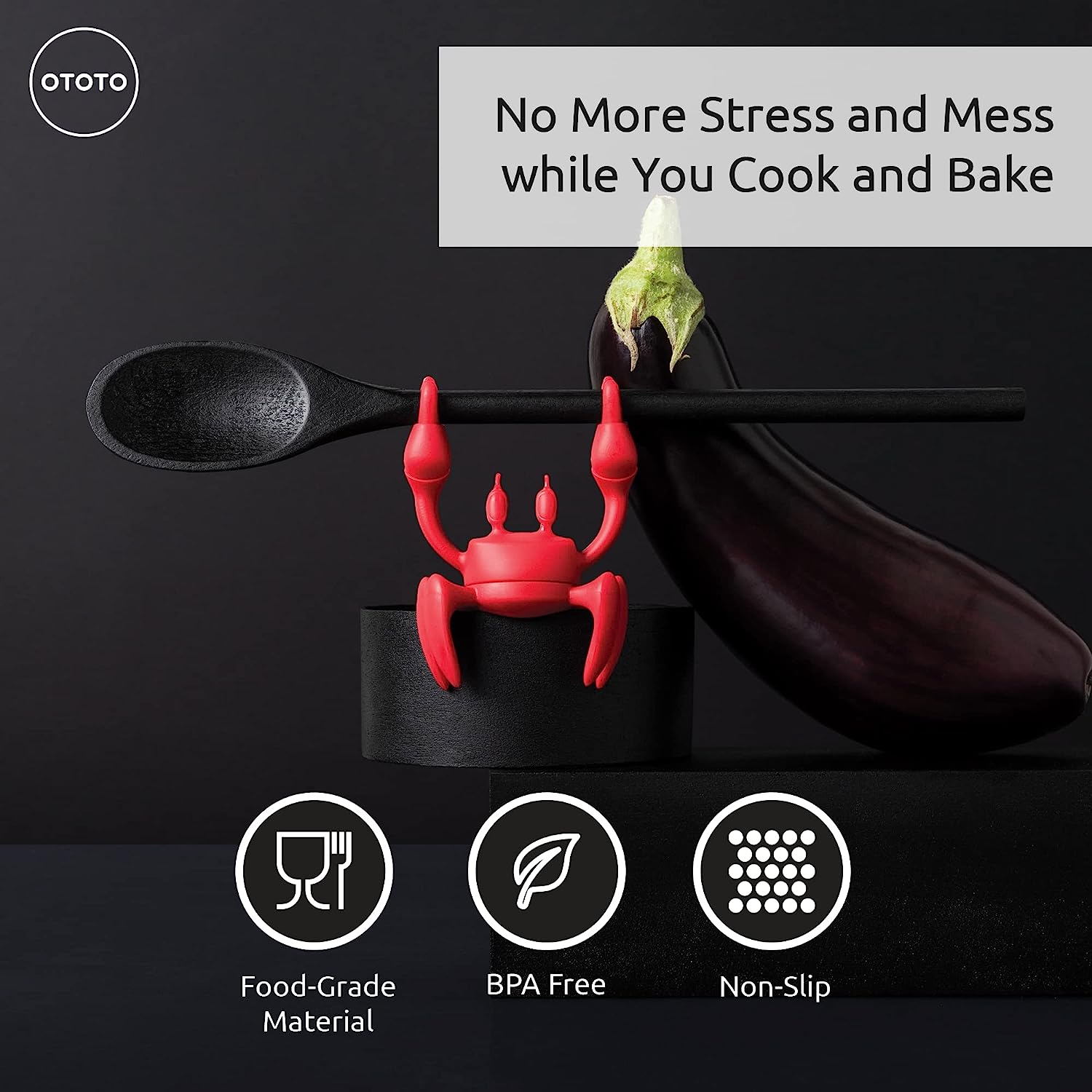 Red Crab Silicone Spoon Rest and Steam Releaser