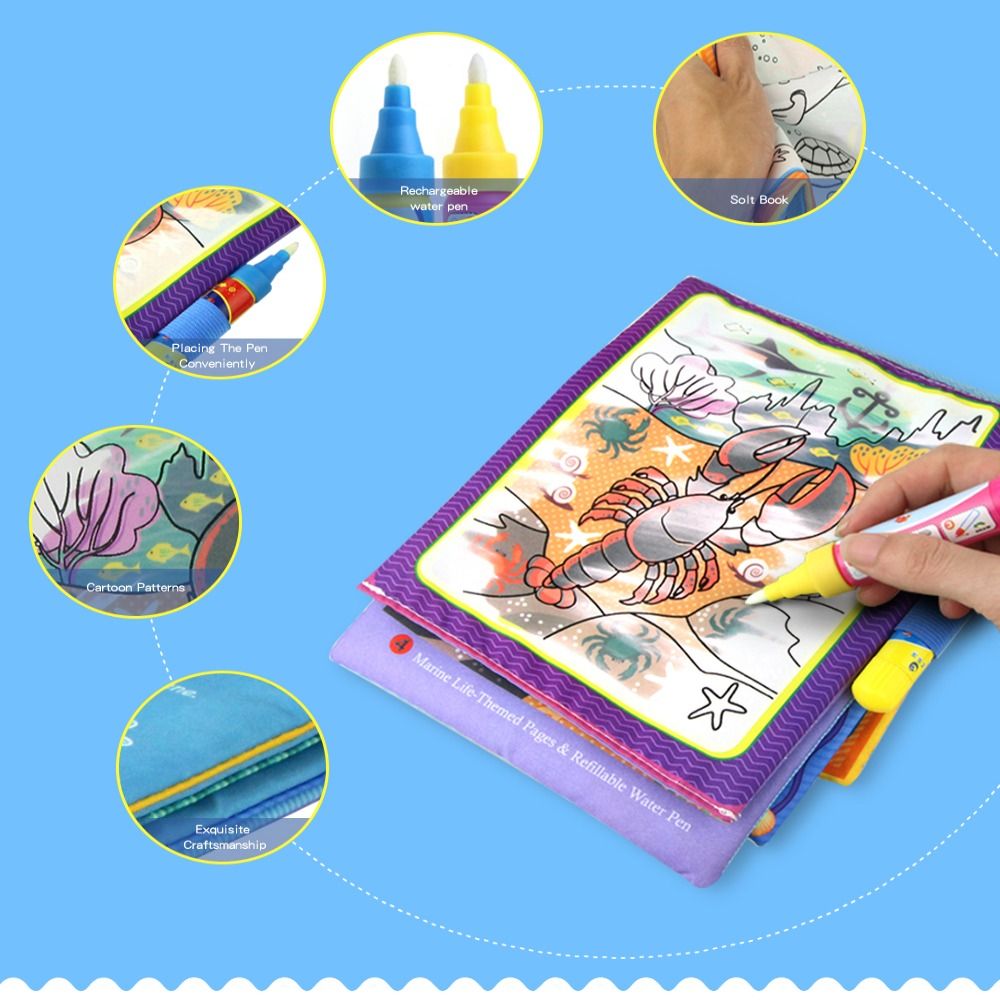5 Styles Doodle Water Drawing Mat with Magic Pen Non-toxic Water