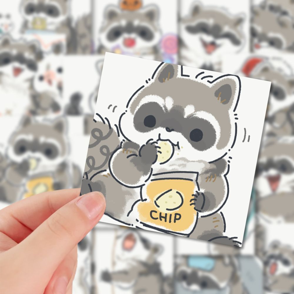 54sheets Little Raccoon Stickers Waterproof Vinyl Sticker - Temu