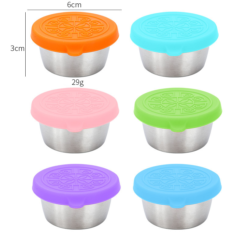 8pcs Salad Dressing Container To Go, 1.7oz Small Stainless Steel Condiment  Containers Cups With Silicone Lids For Lunch Bento Box, round Storage  Contain