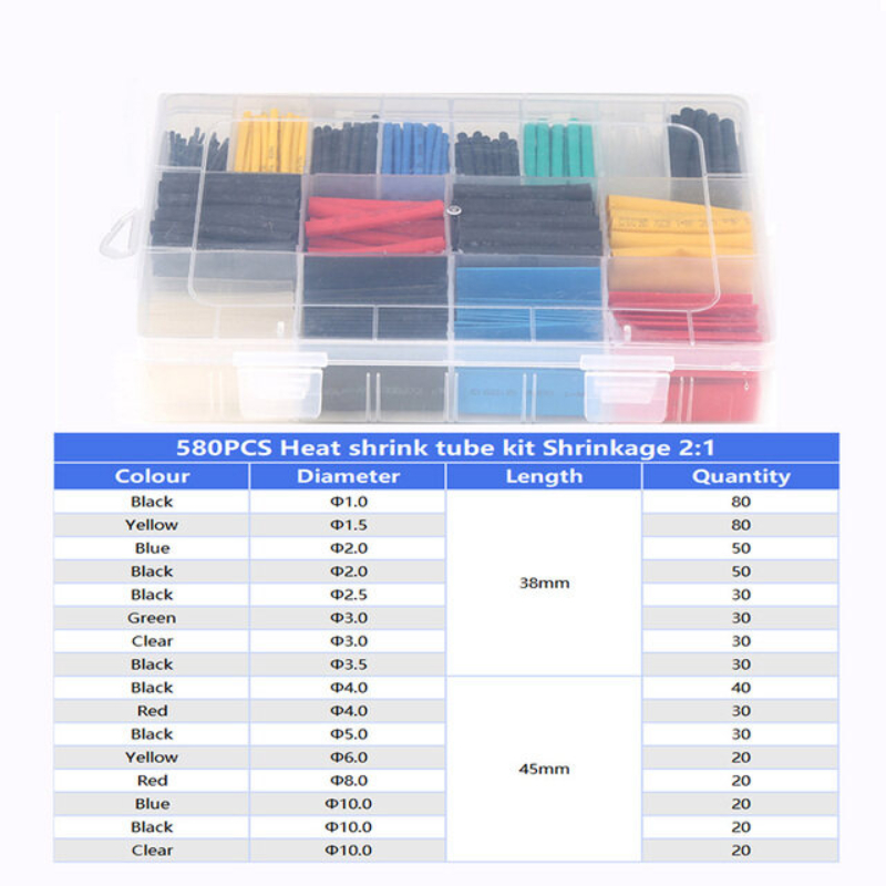 127-750PCS Tube Thermorétractable Tube Thermorésistant 2: 1 Kit D