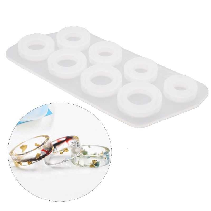 8Pcs Assorted Sizes Ring Silicone Mold For Resin Jewelry Resin Casting Mold  US Size 5-12 Flat Rings Mold DIY Making Ring Jewelry