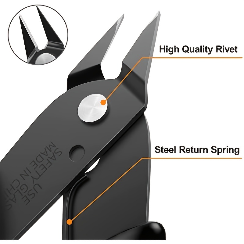 Metal Wire Cutters Precision Black with Opening Spring Flush