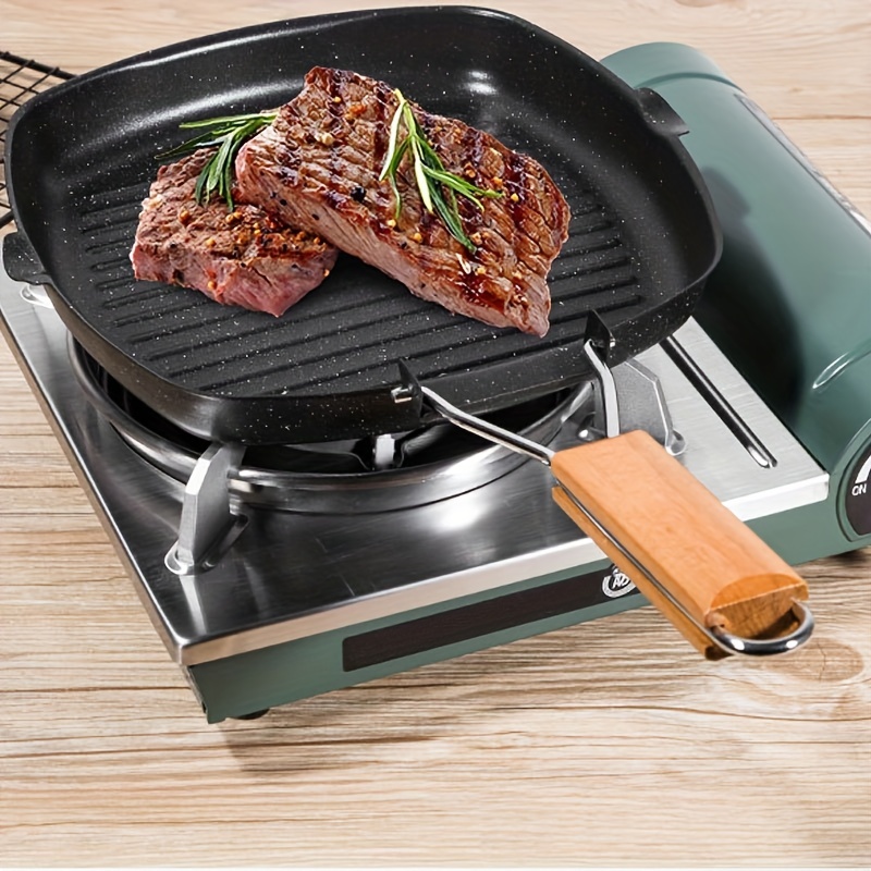 Steak Pan, Striped Cast Iron Square Grill Pan, Uncoated Non-stick