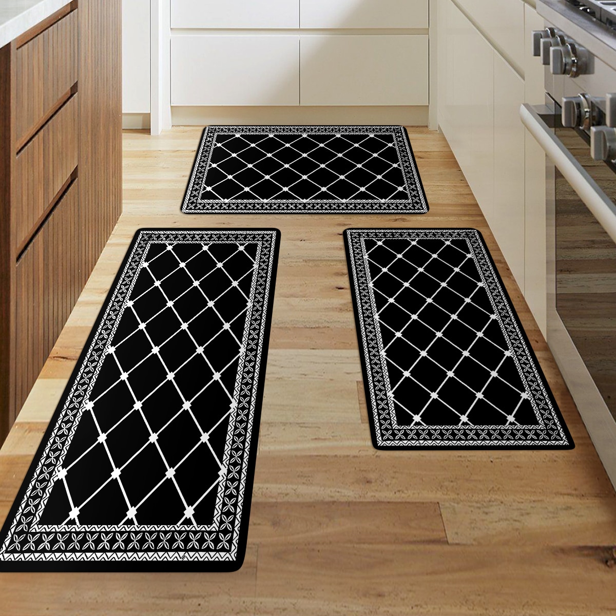 Color&Geometry Kitchen Runner Rugs Non Skid, Kitchen Mats for Floor  Cushioned Anti Fatigue, Foam Padded Kitchen Mats for Standing Comfortable,  Black
