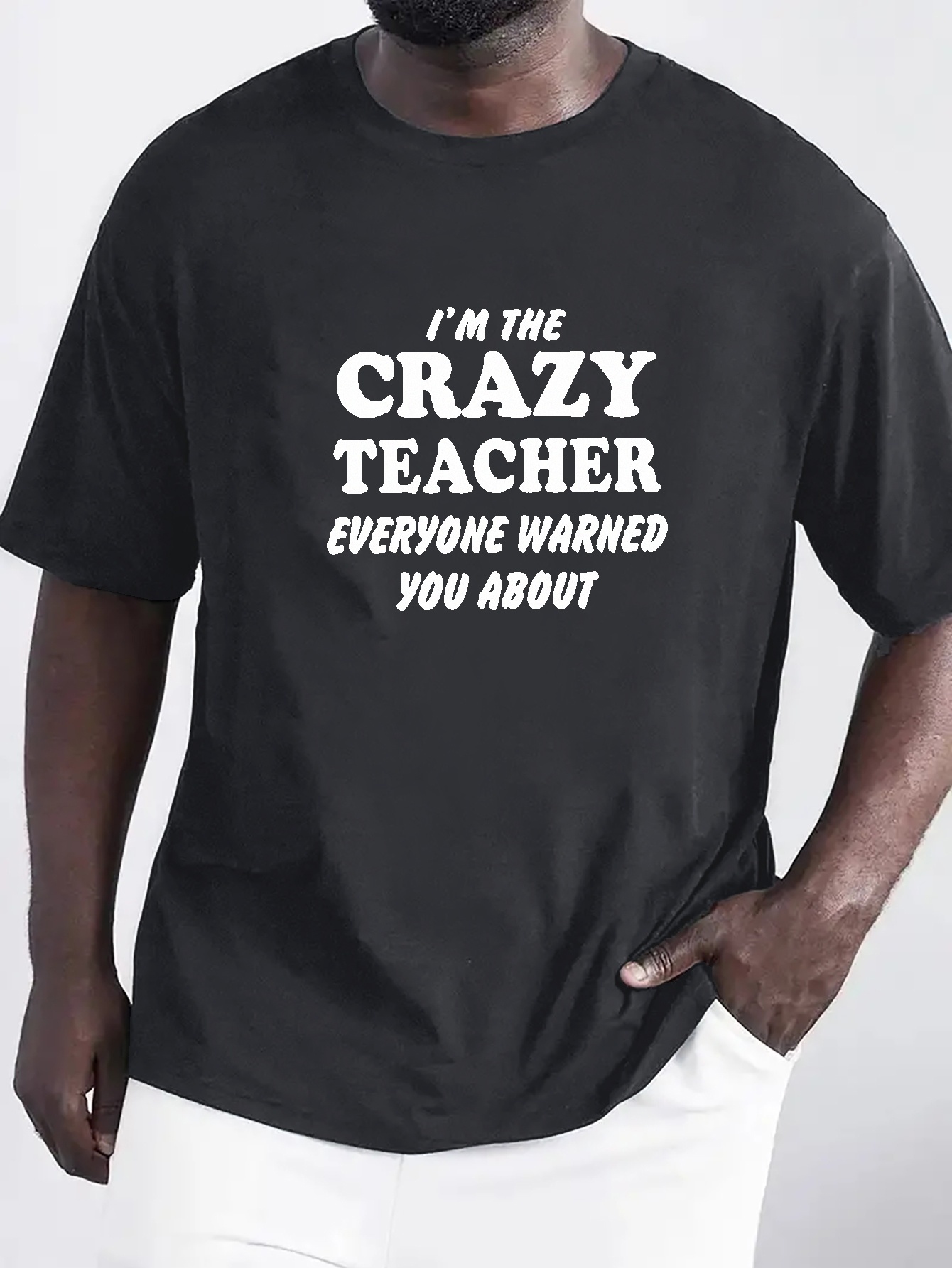 Crazy Teacher Letter Pattern Print Men's Comfy Chic T shirt - Temu