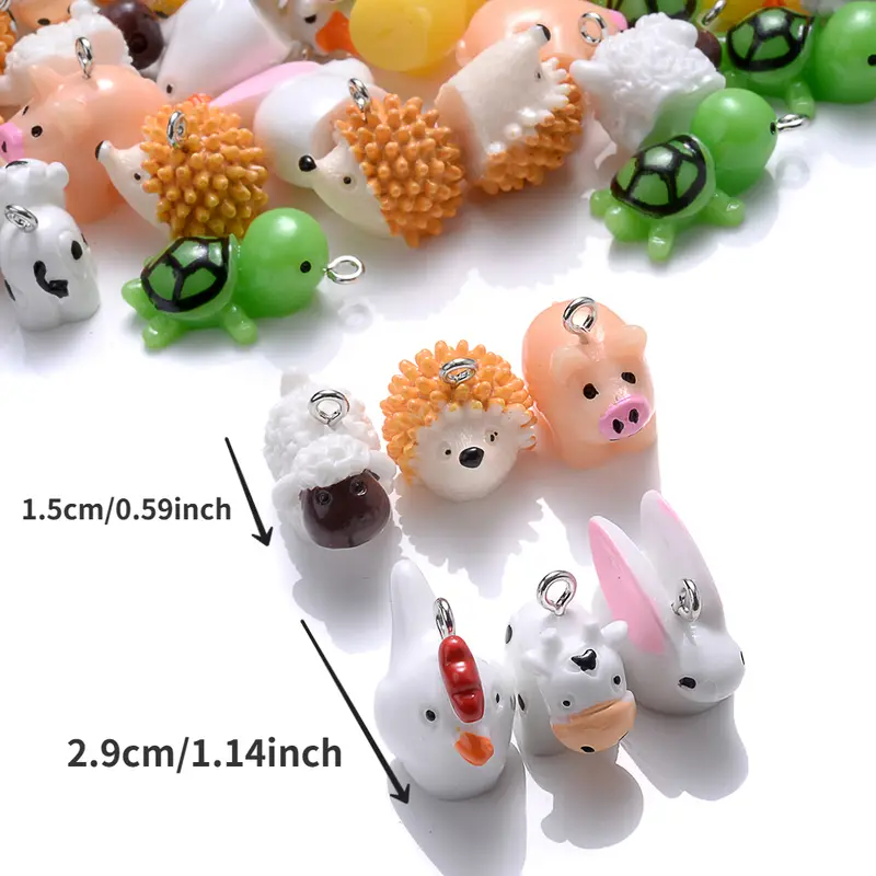 5pcs Cute Animal Hedgehog Resin Charms for Jewelry Making Earring Necklace  Keychain DIY Handmade Accessories Pendants