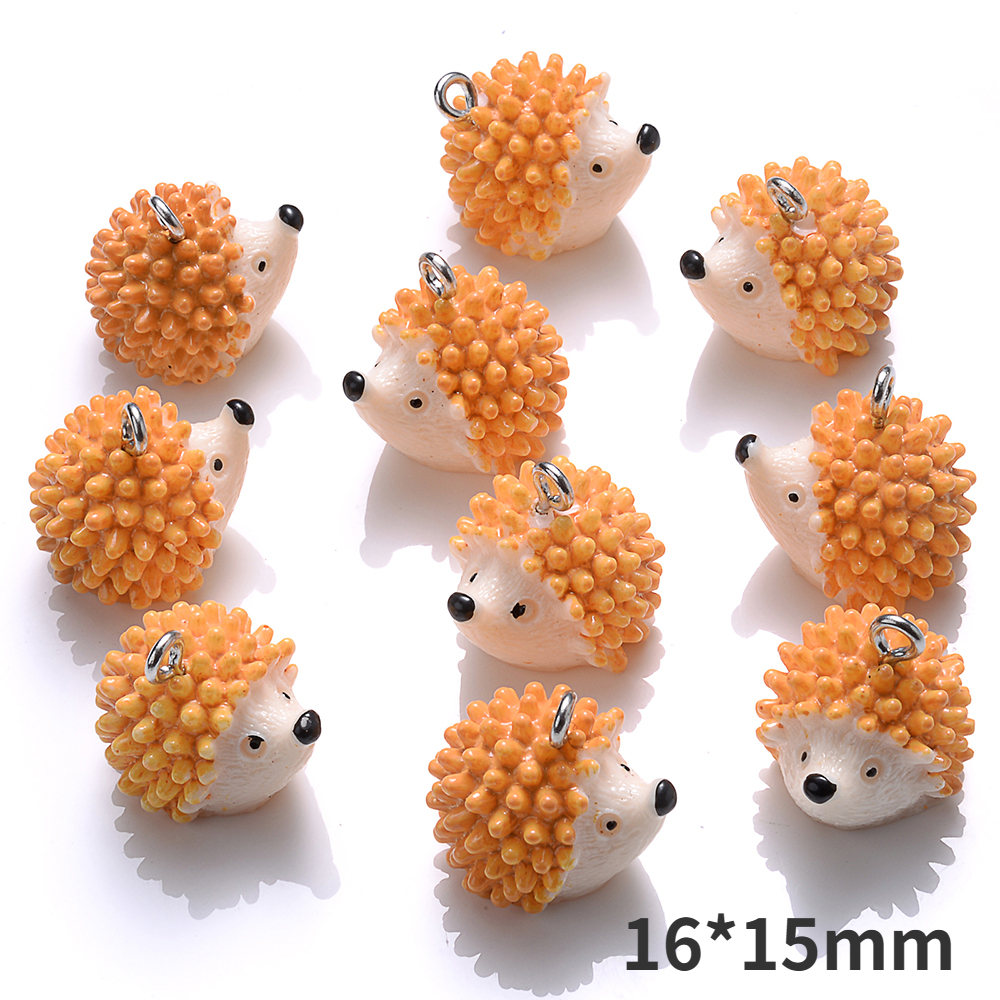 5pcs Cute Animal Hedgehog Resin Charms for Jewelry Making Earring Necklace  Keychain DIY Handmade Accessories Pendants