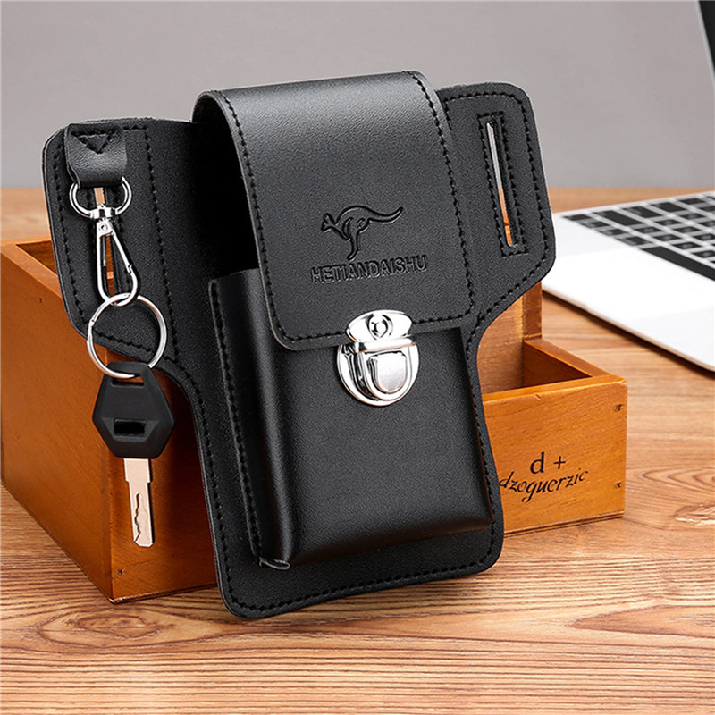 High Quality PU Leather Waist Bag Men Fanny Pack Men's Leather