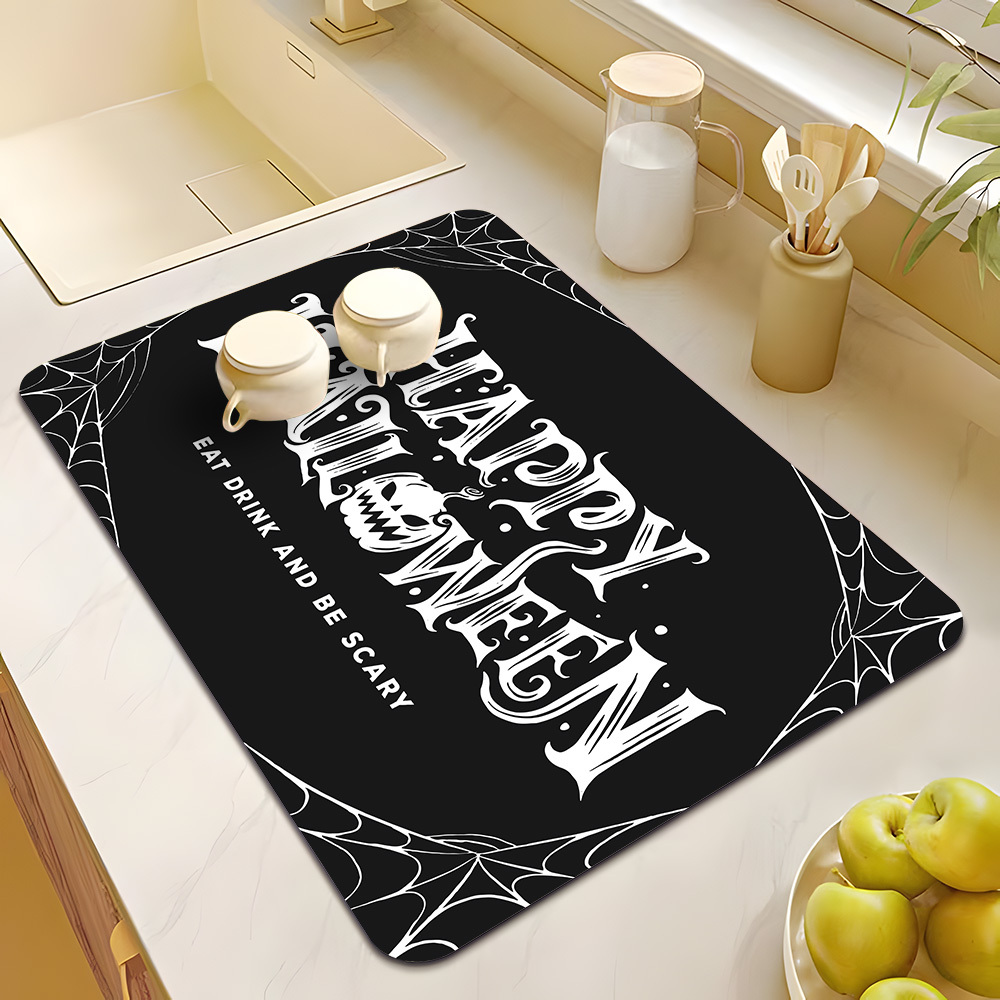 Absorbent Dish Drying Mat for Kitchen Counter Halloween Scary