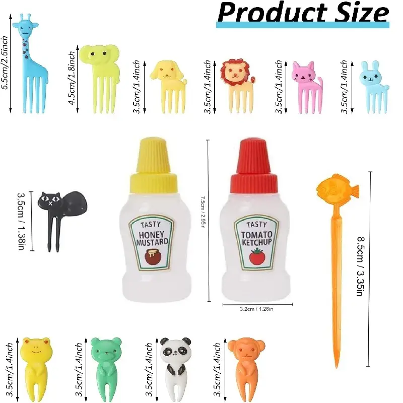 Mini Condiment Bottle Ketchup Squeeze Bottle Kids Animal Food Pick for  Camping Office School Kids Lunch Box Accessories