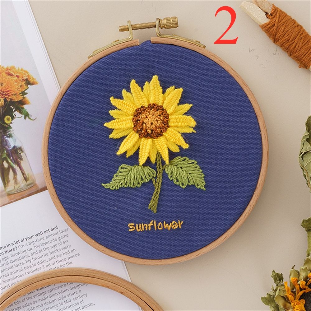  Kit de bordado para principiantes Diseño de flores DIY  Decoración de pared para el hogar Claveles Azul : Arte y Manualidades
