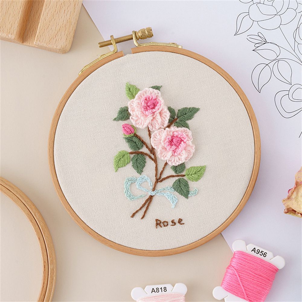 Easy Cross Stitch Kit Showing a Christmas Gift, with 3 (7.7cm) Hoop