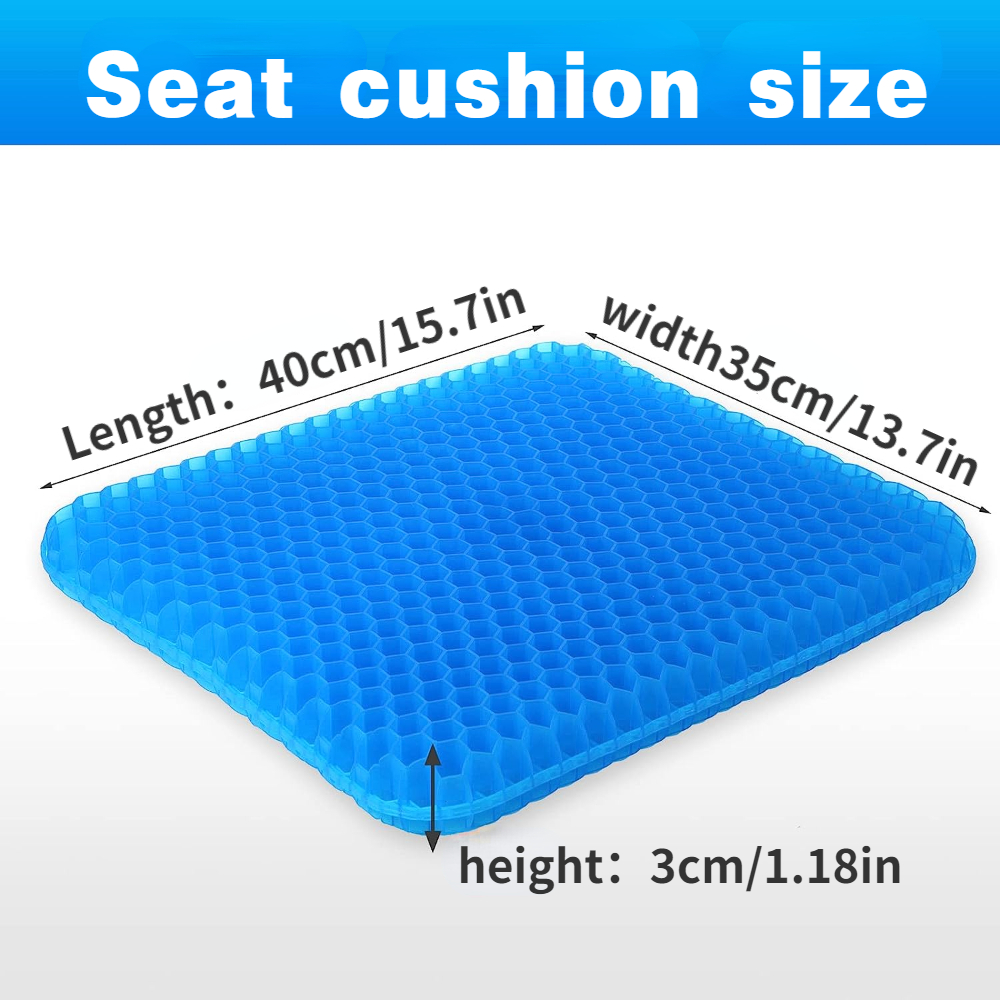 Gel Seat Cushion for Long Sitting - Double Thick Gel Chair Cushion