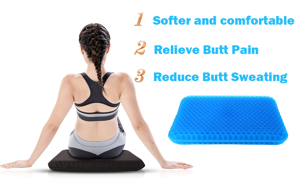  ENDYWU Gel Seat Cushion for Long Sitting Double Thick