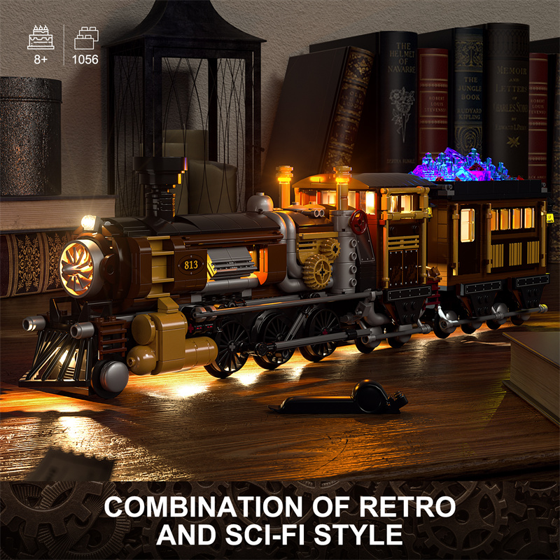 City Retro Train Steam Back to Future Building Block high-tech