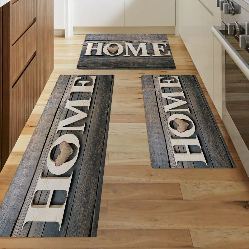 Wood Print Kitchen Mat Anti Slip Hallway Balcon Polyester Carpet